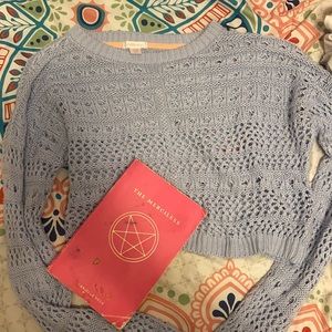 Blue Knit Crop Sweater